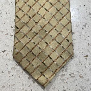 Handmade gold and blue striped silk tie